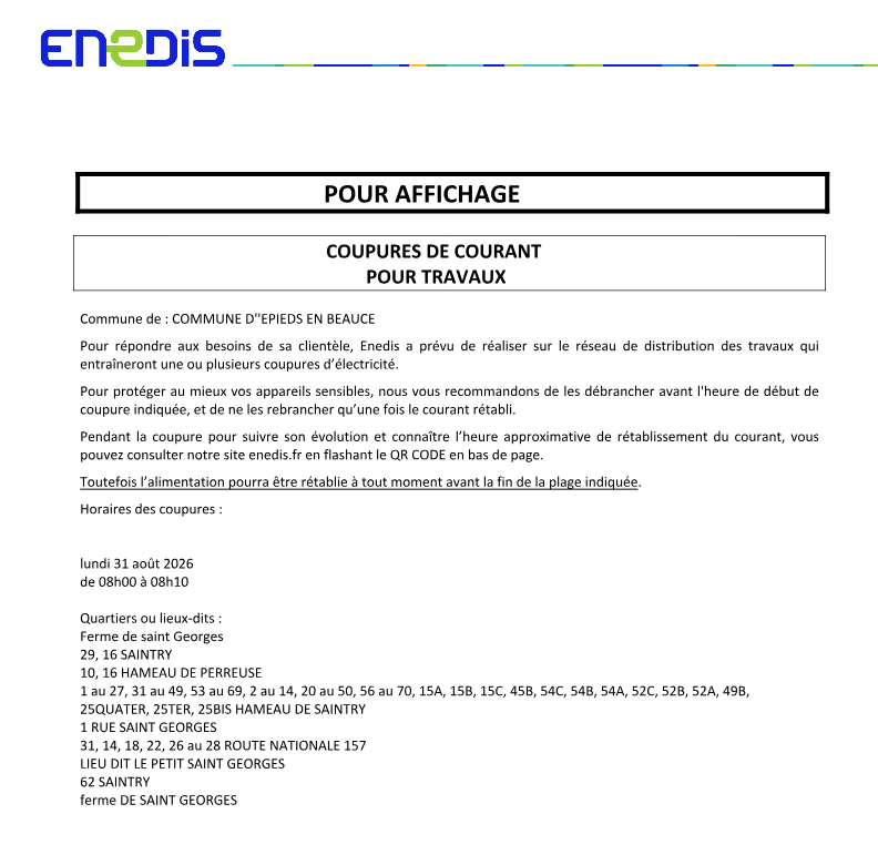 travaux 31 aout